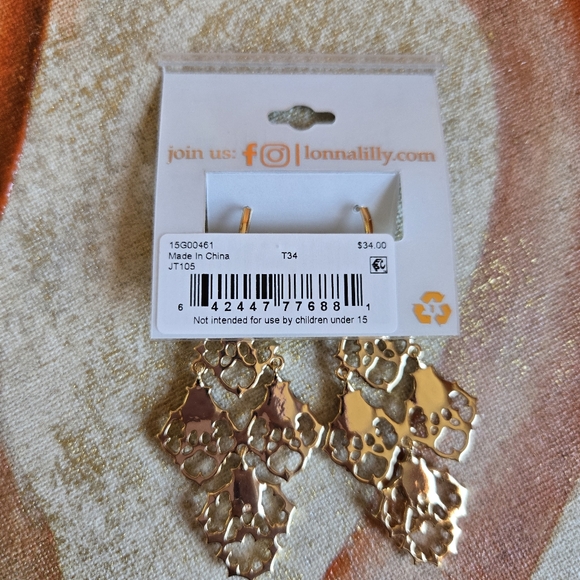 3/$25 NWT Lonna and Lily Chandelier Earrings Gold Sparkle - Picture 3 of 6